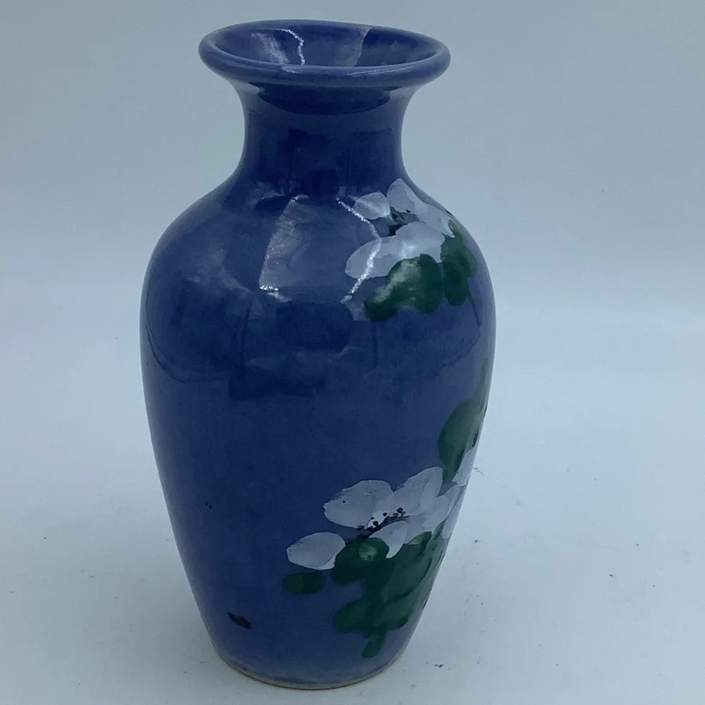 Vintage Brinn’s Pittsburgh Hand-painted Blue Vase
